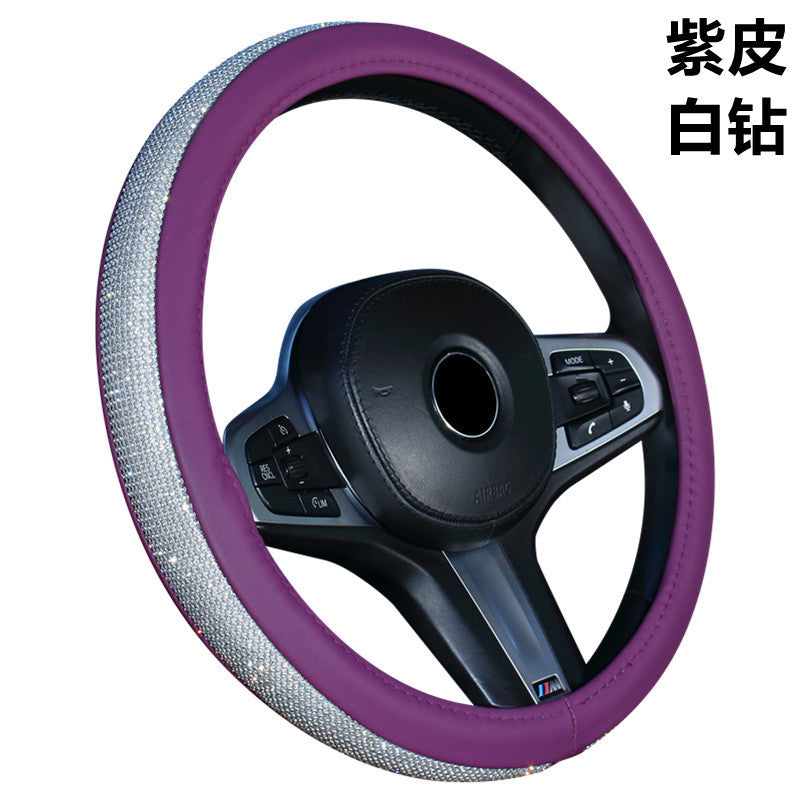 Wholesale Faux Leather Diamond Car Steering Wheel Cover